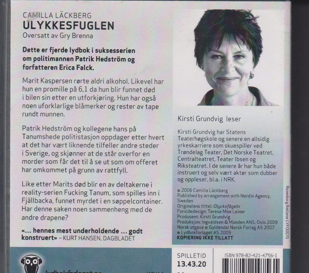 Camilla Läckberg. Ulykkesfuglen. Lydbok på CD.