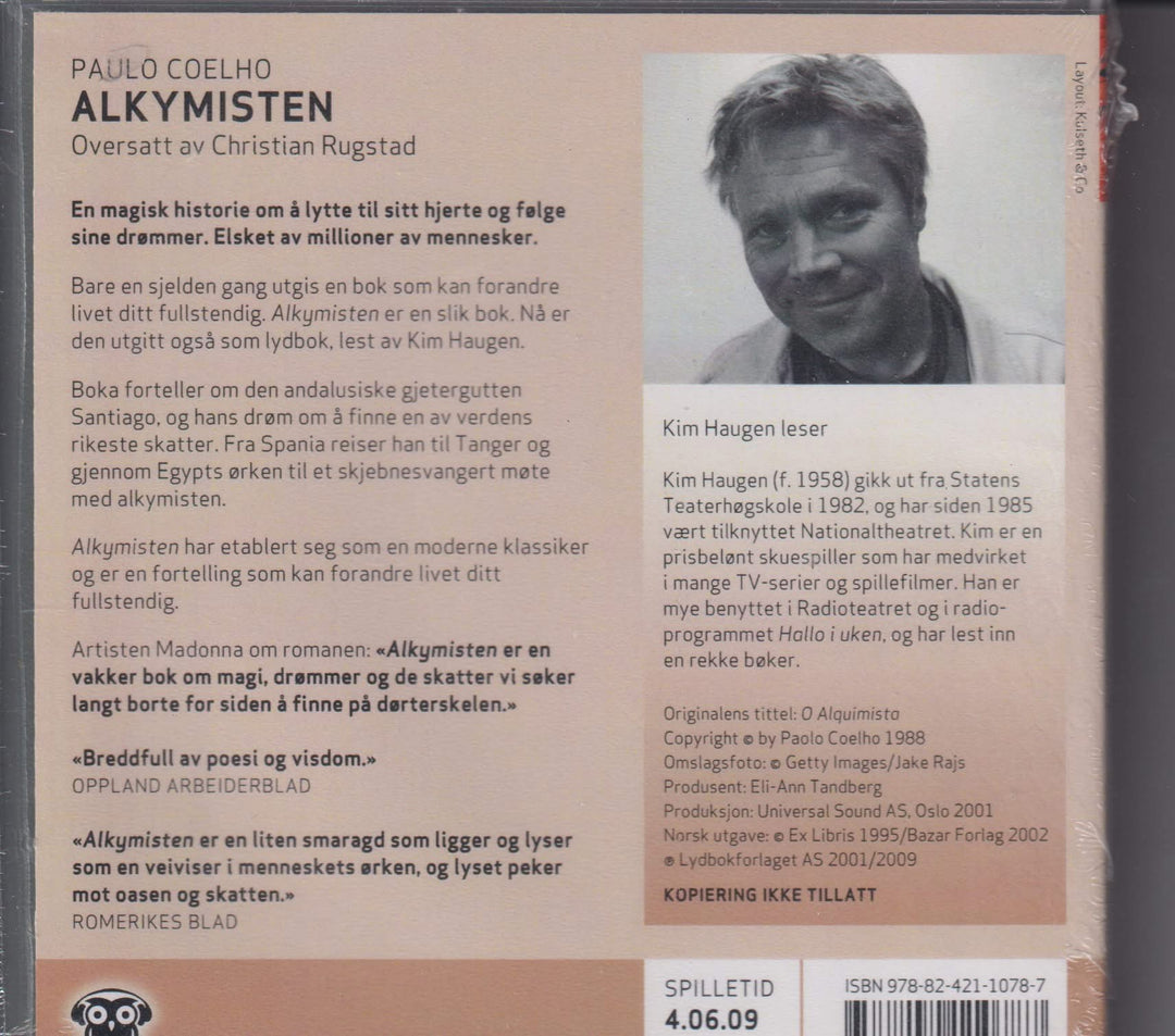 Paulo Coelho. Alkymisten. Lydbok på CD. Ny i plast!