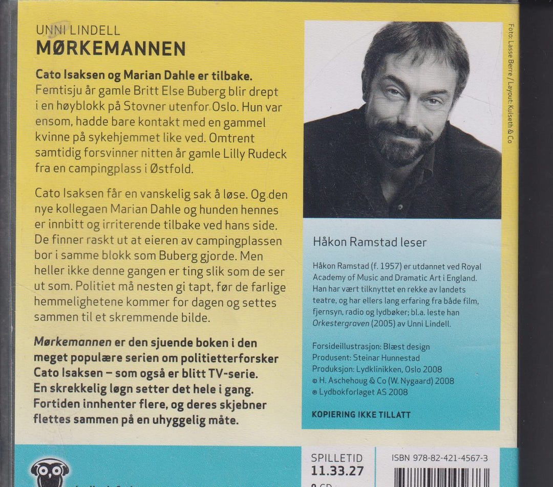 Unni Lindell. Mørkemannen. Lydbok på CD.