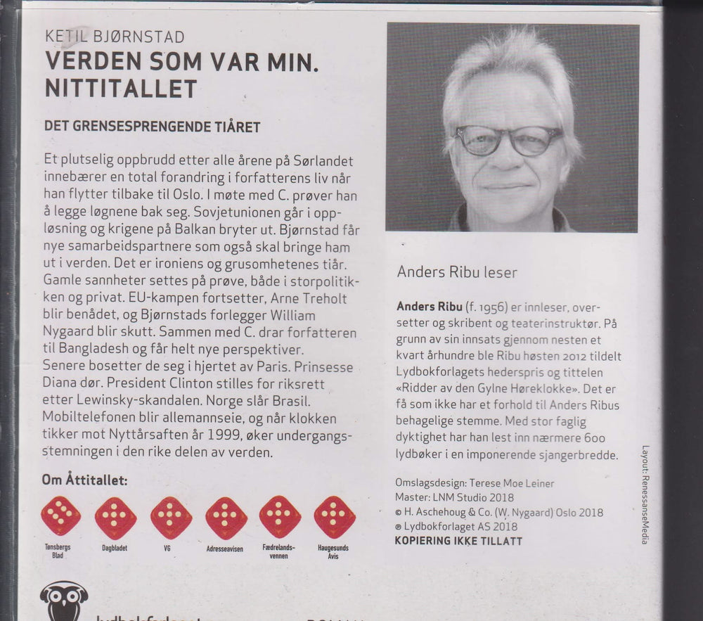 Ketil Bjørnstad. Verden som var min – Nittitallet. Lydbok på CD.