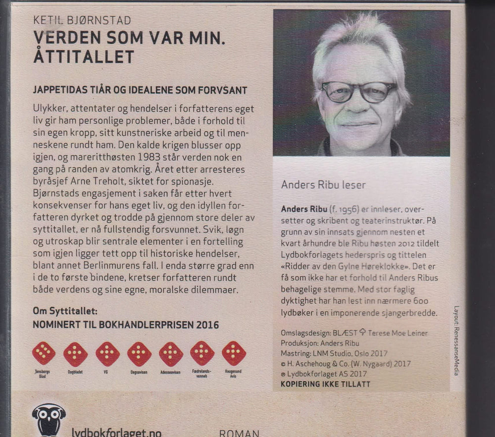 Ketil Bjørnstad. Verden som var min – Åttitallet. Lydbok på CD.