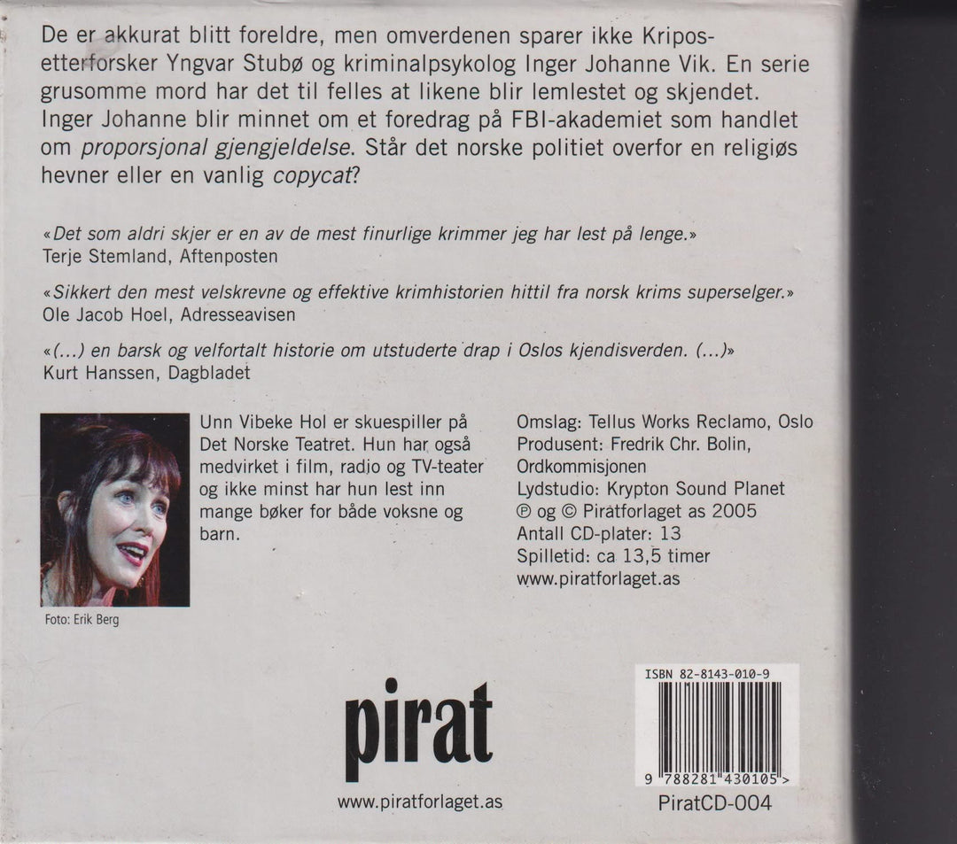 Anne Holt. Det som aldri skjer. Lydbok på 13 CD.