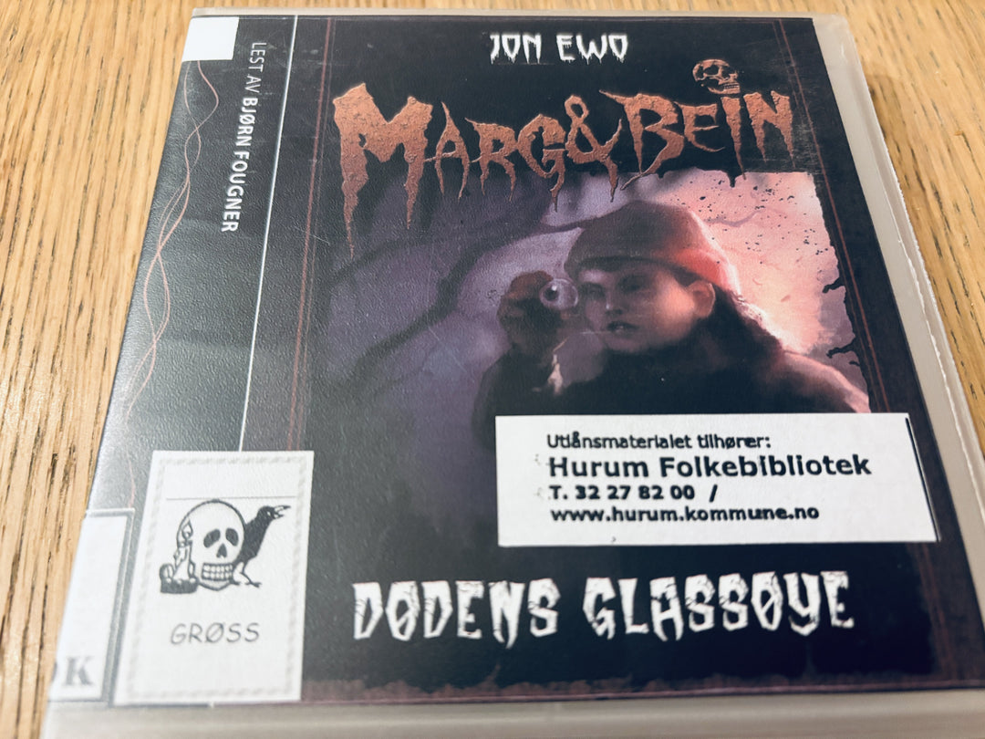 Jon Ewo. 2011. Marg & Bein: Dødens glassøye. Lydbok på CD (fra bibliotek, pene disker).