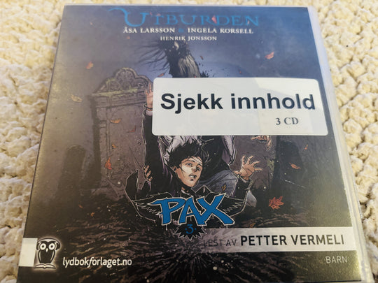Åsa Larsson & Ingela Korsell. 2015. PAX 3: Vitormen. Lydbok på CD (fra bibliotek, pene disker).