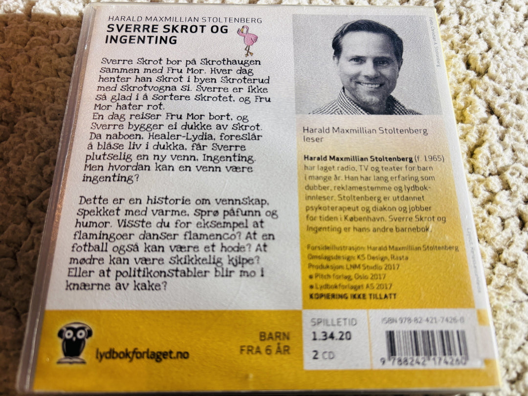 Harald Maxmillian Stoltenberg. 2008. Sverre syr og ingenting. Lydbok på CD (fra bibliotek, pene disker).