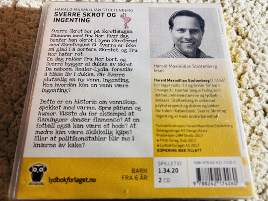 Harald Maxmillian Stoltenberg. 2008. Sverre syr og ingenting. Lydbok på CD (fra bibliotek, pene disker).