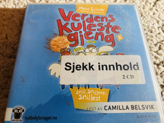 Maja Lunde. 2010. Verdens kuleste gjeng 3: Snill, snillere, snillest. Lydbok på CD (fra bibliotek, pene disker).