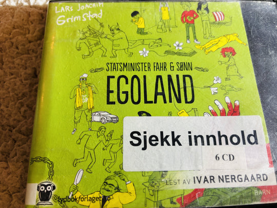 Lars Joachim Grimstad. 2013. Statsminister Fahr & sønn: Egoland. Lydbok på CD (fra bibliotek, pene disker).