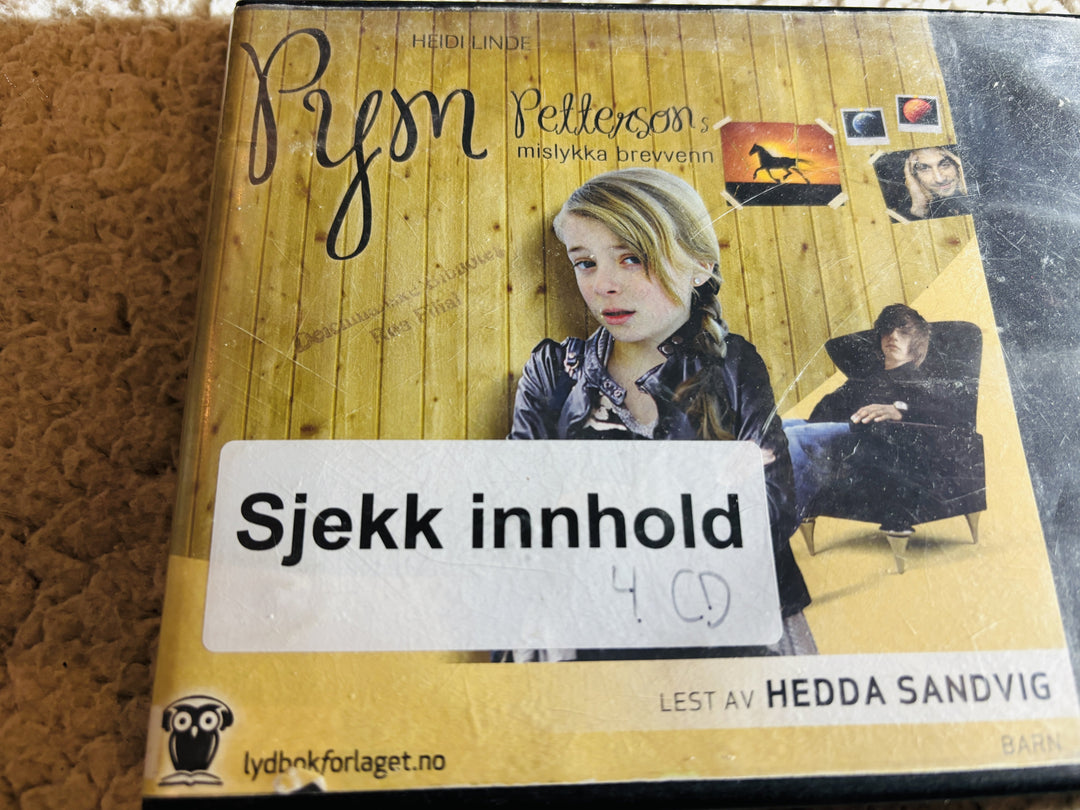 Heidi Linde. 2012. Pym Pettersons mislykka brevvenn. Lydbok på CD (fra bibliotek, pene disker).