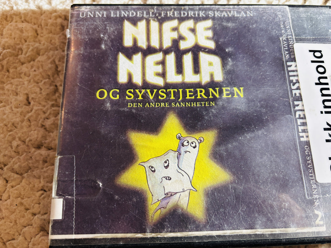 Unni Lindell & Fredrik Skavlan. 2012. Nifse Nella og syvstjernen – Den andre sannheten. Lydbok på CD (fra bibliotek, pene disker).
