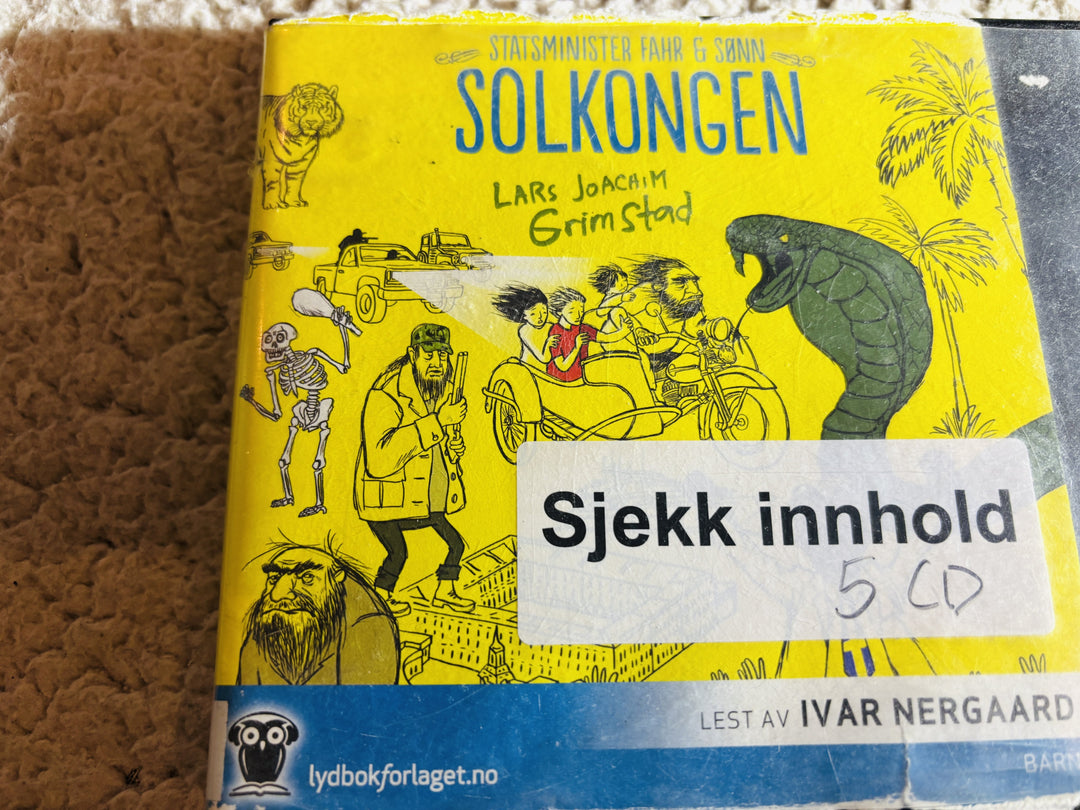 Lars Joachim Grimstad. 2014. Solkongen. Lydbok på CD (fra bibliotek, pene disker).