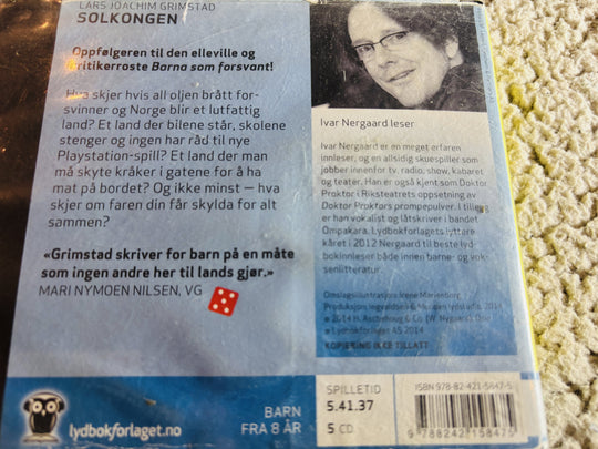 Lars Joachim Grimstad. 2014. Solkongen. Lydbok på CD (fra bibliotek, pene disker).