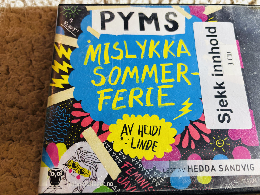 Heidi Linde. 2014. Pym Pettersons mislykka sommerferie. Lydbok på CD (fra bibliotek, pene disker).