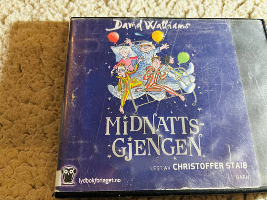 David Walliams. 2014. Midnattsgjengen. Lydbok på CD (fra bibliotek, pene disker).