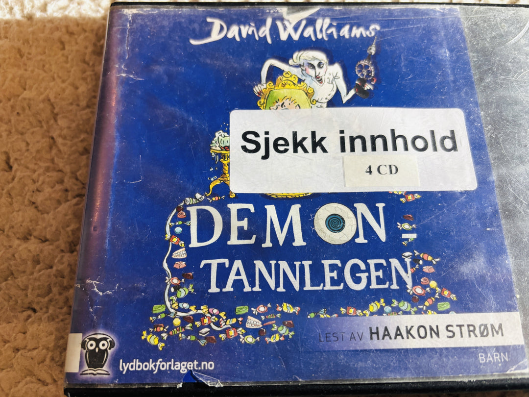 David Walliams, 2014, Demon-tannlegen. Lydbok på CD (fra bibliotek, pene disker).