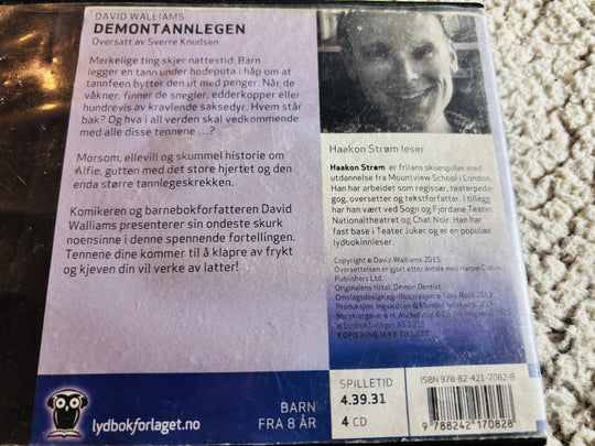 David Walliams, 2014, Demon-tannlegen. Lydbok på CD (fra bibliotek, pene disker).