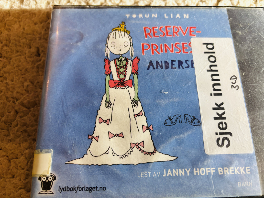 Torun Lian, 2012, Reserveprinsesse Andersen. Lydbok på CD (fra bibliotek, pene disker).