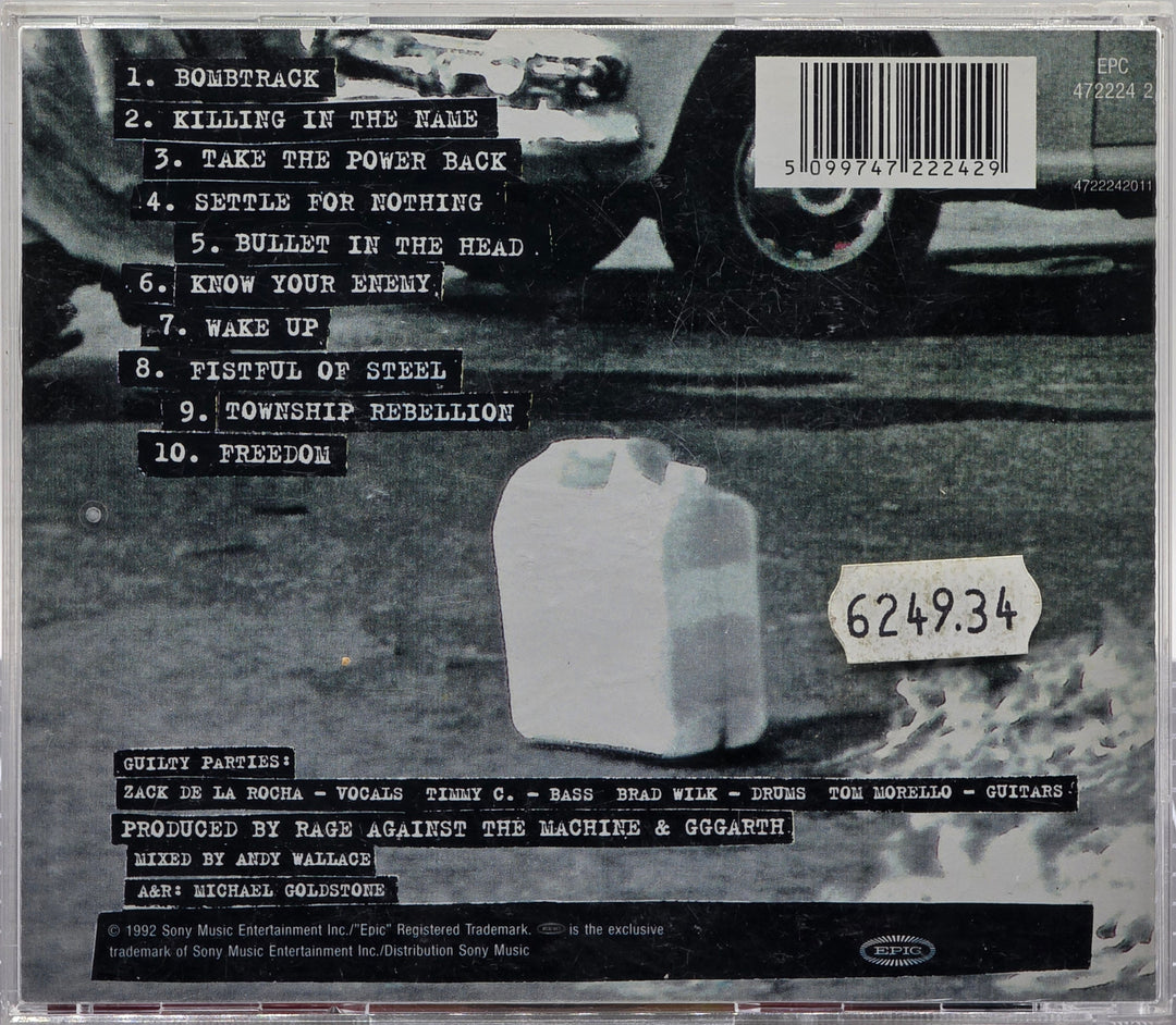 Rage Against The Machine. Rage Against The Machine. Musikk-CD.