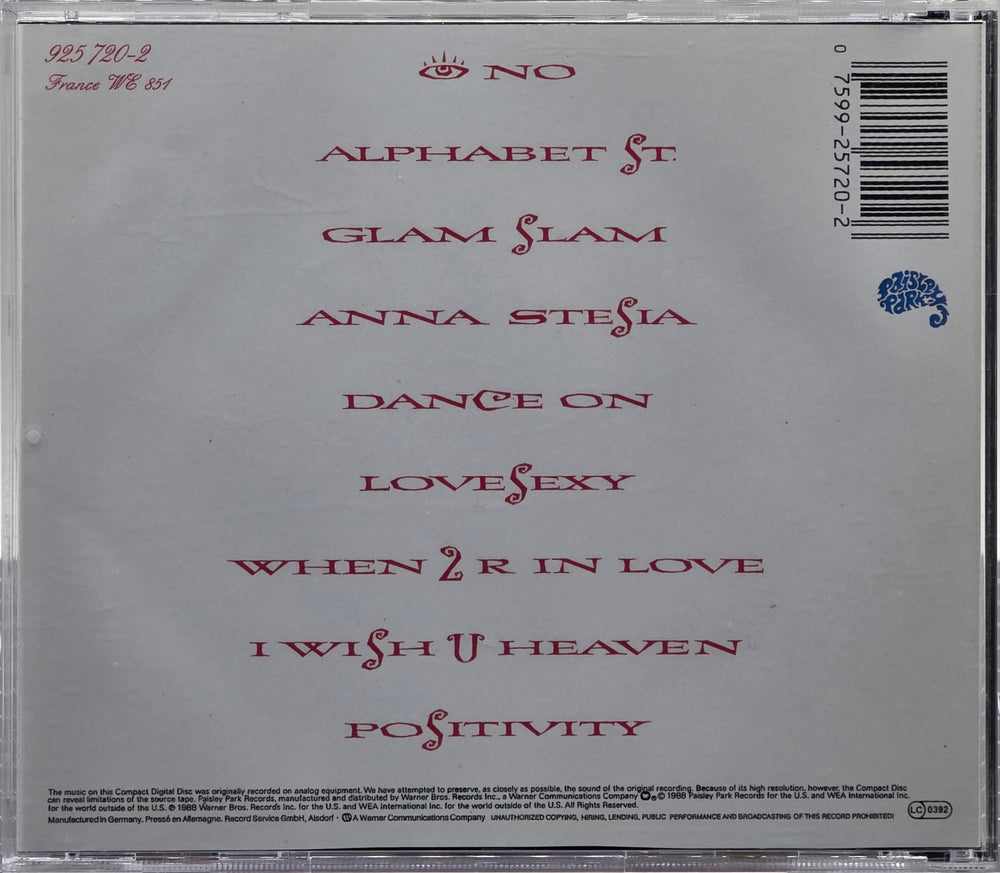 Prince. Lovesexy. 1988. Musikk-CD.