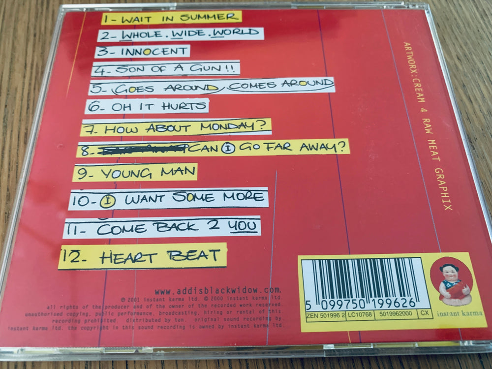 Addis Black Widow, ABW, 2001. Musikk-CD.