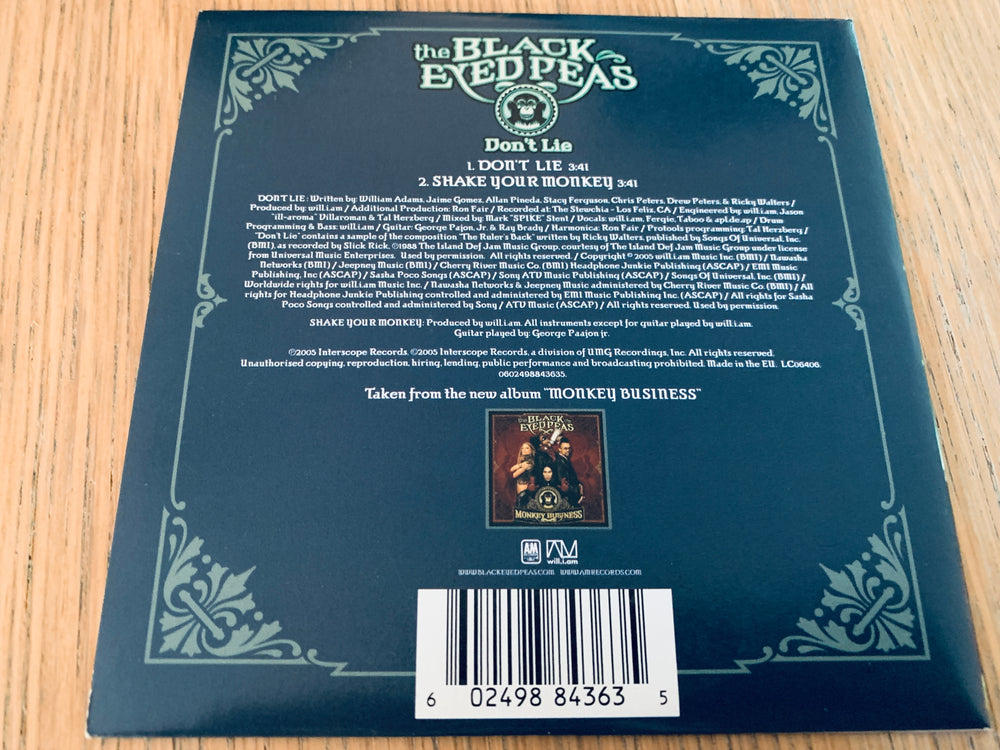 The Black Eyed Peas. Don't Lie. 2005. Musikk-CD.