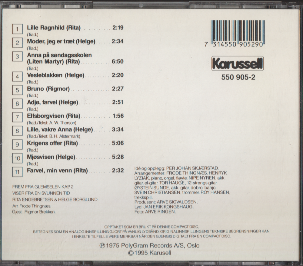 Rita Engebretsen & Helge Borglund, 1982, Frem Fra Glemselen kap. 2. CD.