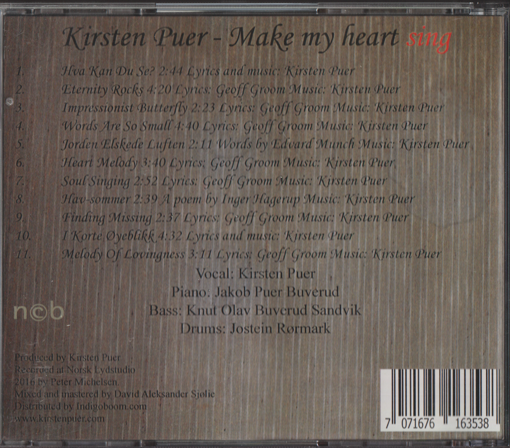 Kirsten Puer, 2013, Make my heart Sing. CD.