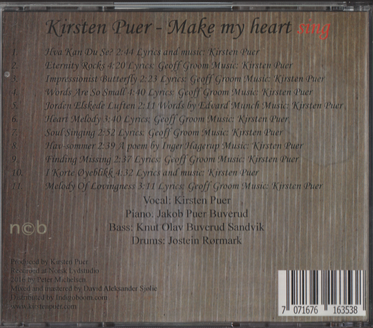Kirsten Puer, 2013, Make my heart Sing. CD.