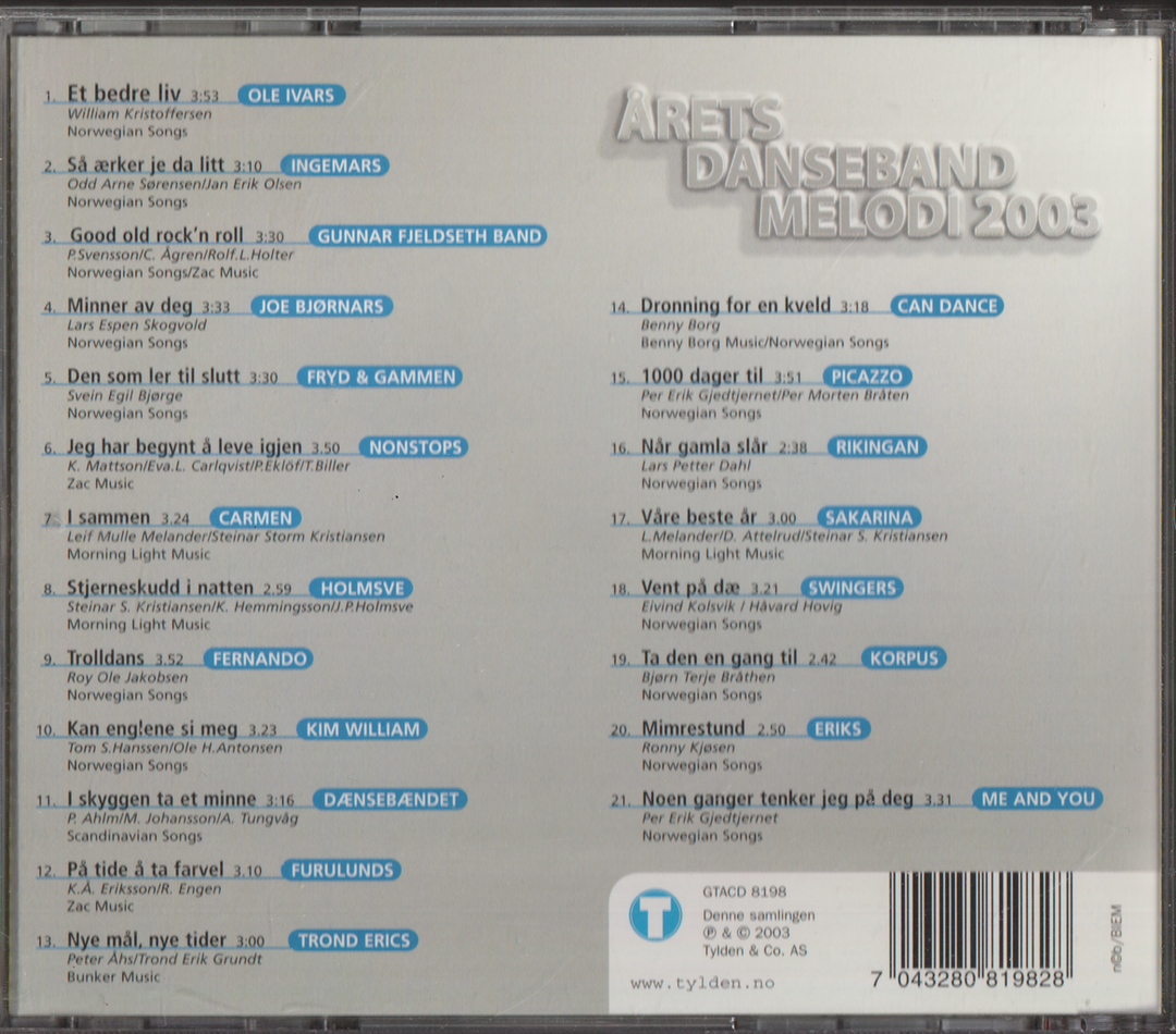Various Artists. 2003. Årets dansebandmelodi 2003. CD.