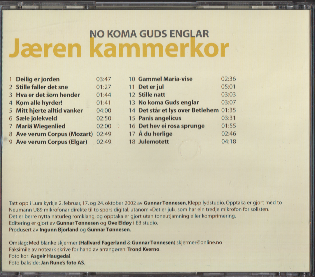 Jæren kammerkor. 2005. No koma Guds englar. CD.