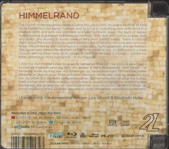 Uranienborg Vokalensemble, Elisabeth Holte. 2014. Himmelrand. CD.