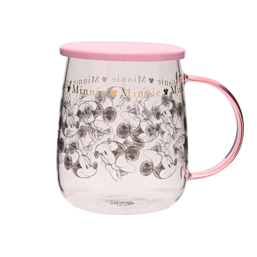 DISNEY - Minnie - Glass Mug with Lid 18oz