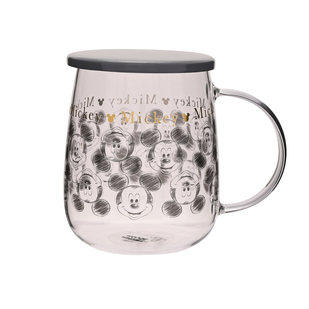DISNEY - Mickey - Glass Mug with Lid 18oz