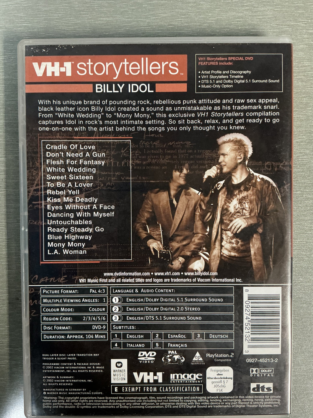 VH1 Storytellers: Billy Idol. DVD.