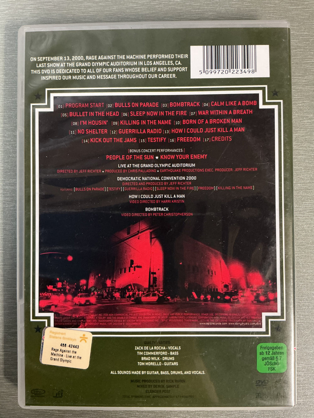 Rage Against the Machine: Live (2003). DVD.