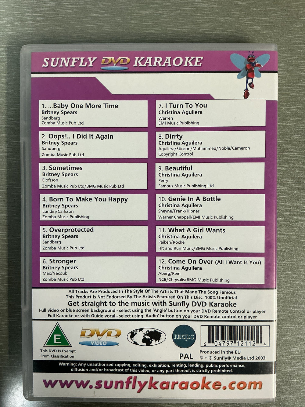 Sunfly Karaoke: Britney Spears & Christina Aguilera. DVD.
