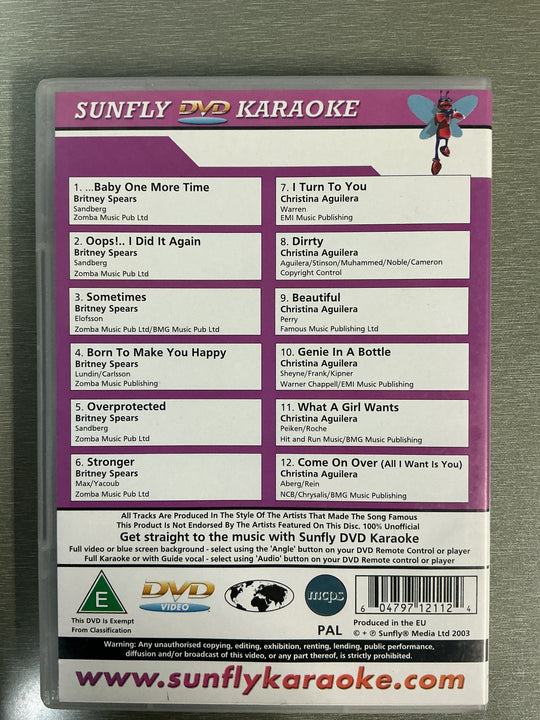 Sunfly Karaoke: Britney Spears & Christina Aguilera. DVD.