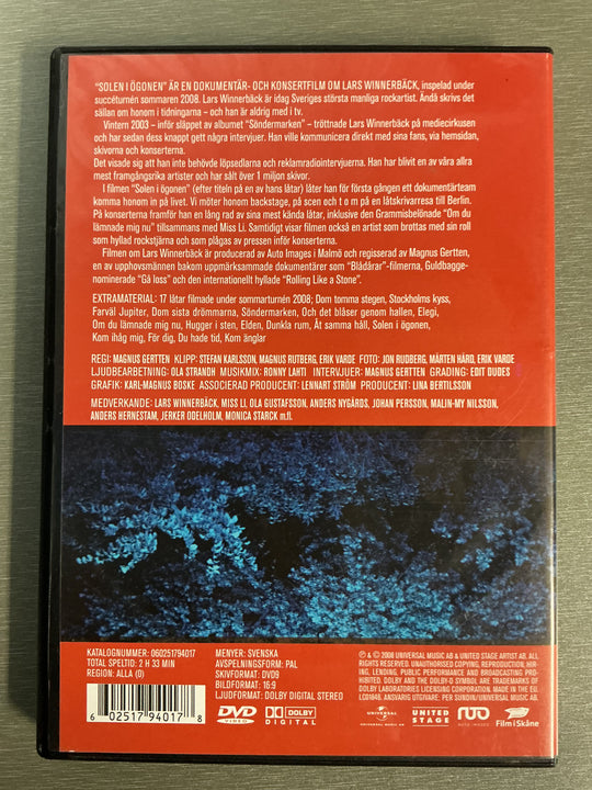 Solen i øgonen: En film om Lars Winnerbäck. DVD.