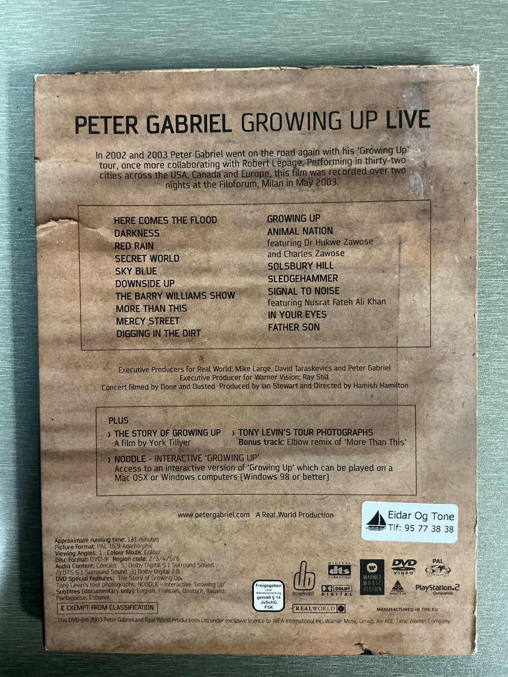 Peter Gabriel: Growing Up Live. DVD.