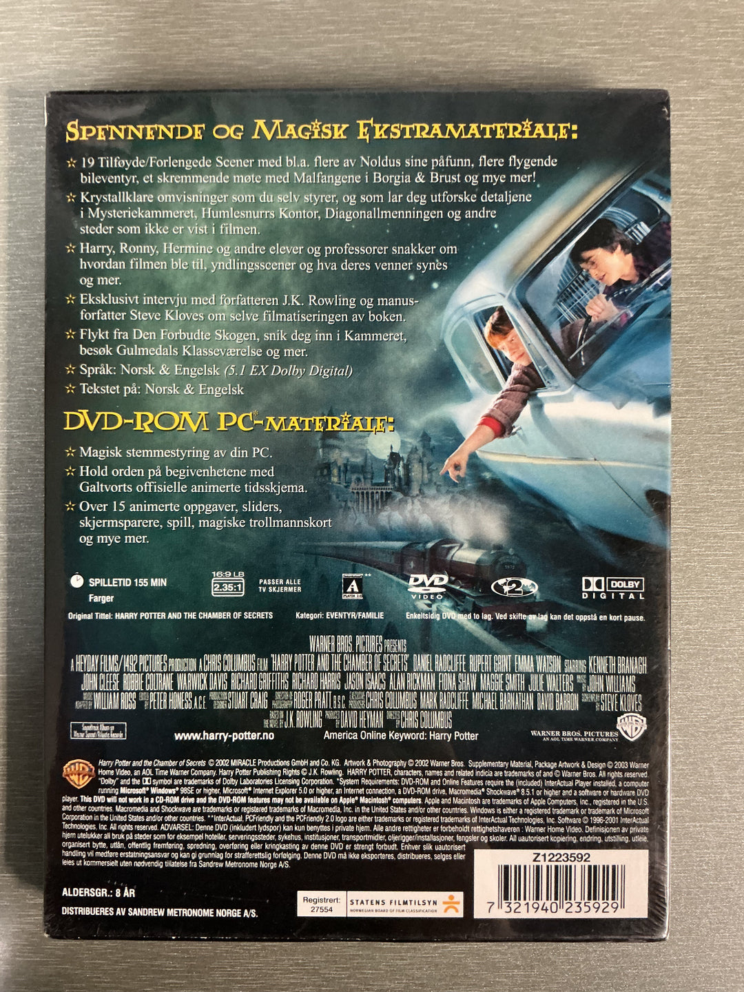 Harry Potter og Mysteriekammeret (2002). DVD.