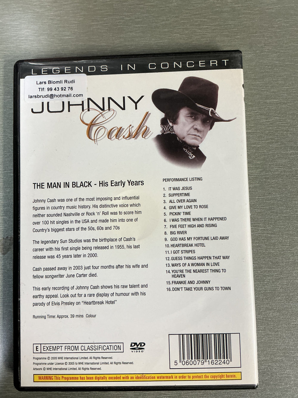 Johnny Cash: The Man in Black - His Early Years. 2002. DVD.