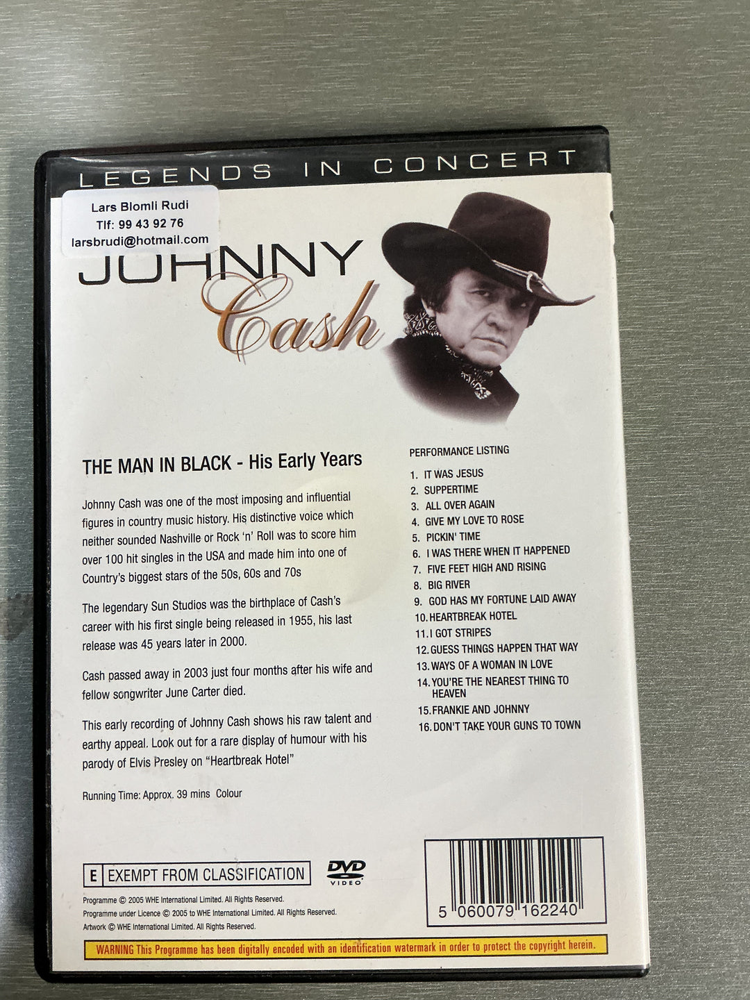 Johnny Cash: The Man in Black - His Early Years. 2002. DVD.
