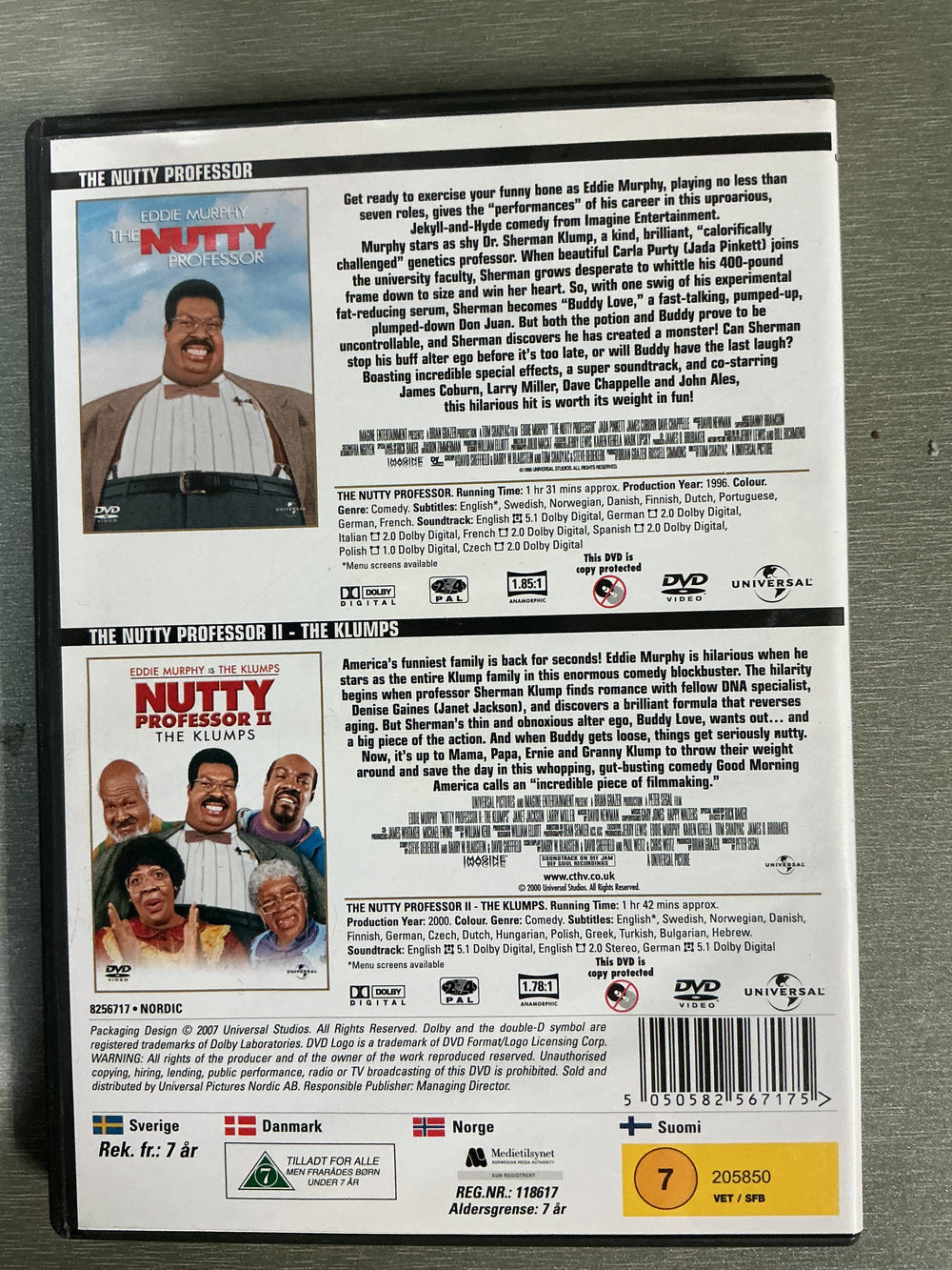 The Nutty Professor / Nutty Professor II: The Klumps. DVD.
