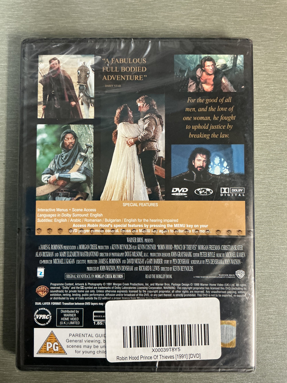 Robin Hood: Prince of Thieves (1991). DVD.