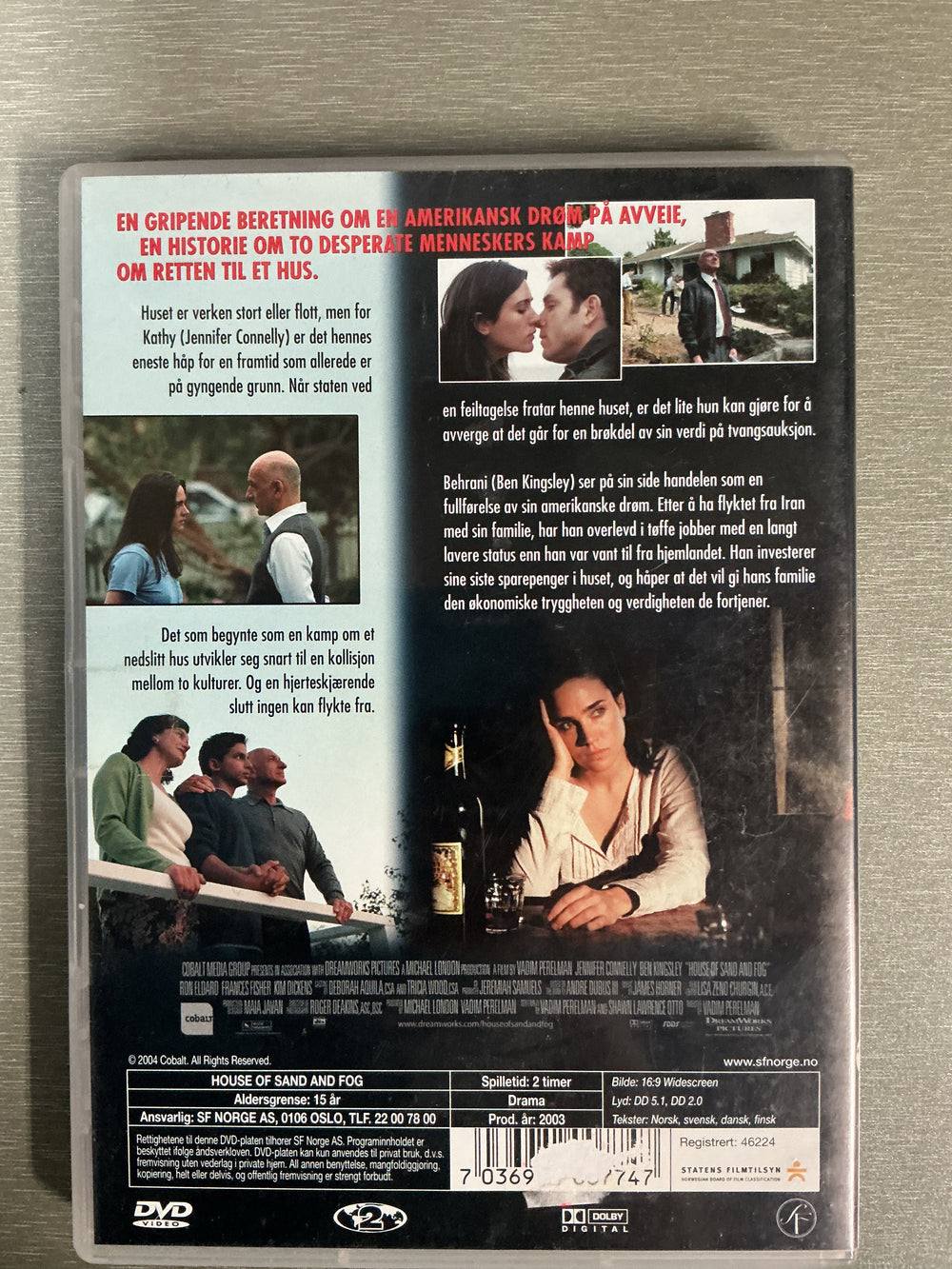 House of Sand and Fog (2003). DVD.