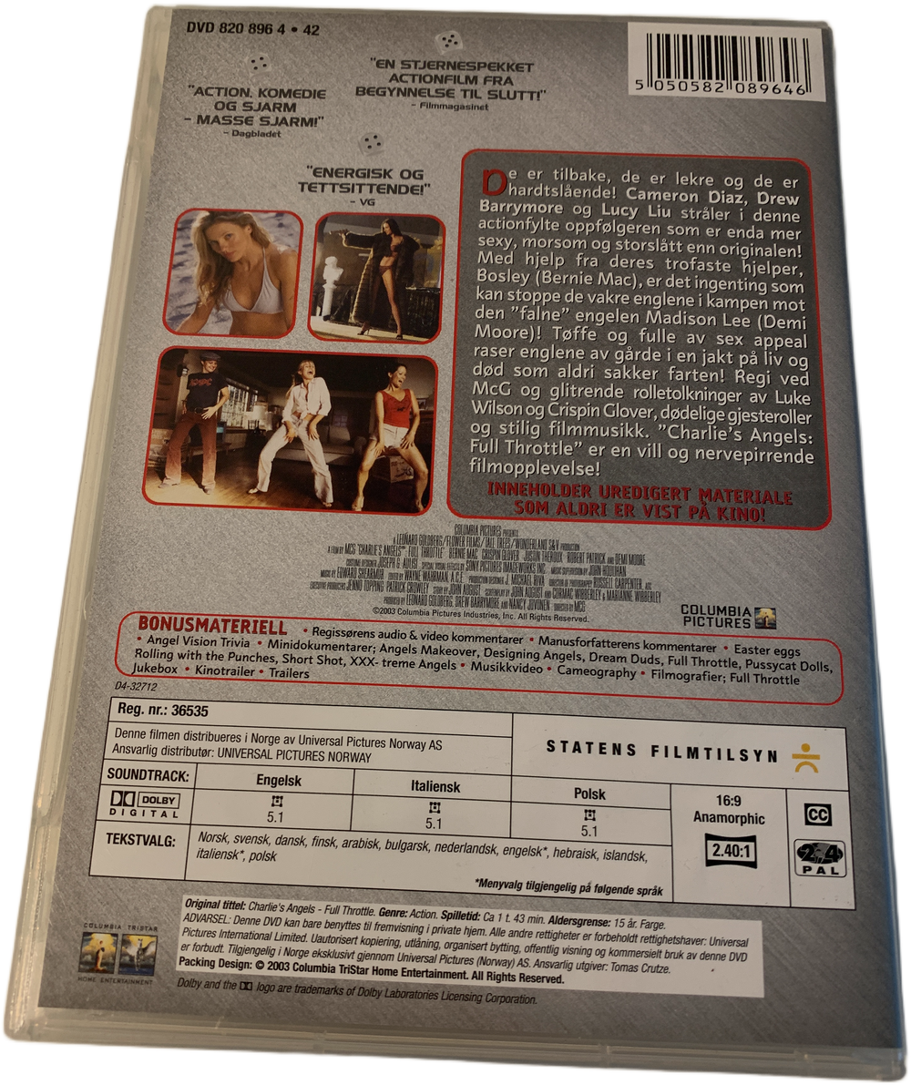 Charlie's Angels: Full Throttle (2003). DVD.
