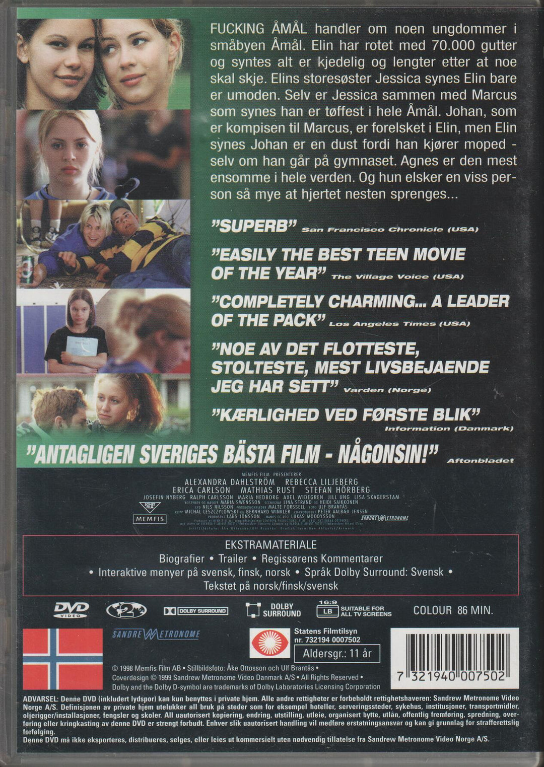 Fucking Åmål (1998). DVD.