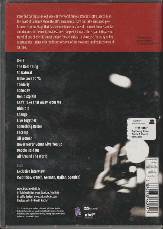Lisa Stansfield: Live at Ronnie Scott's (2005). DVD.