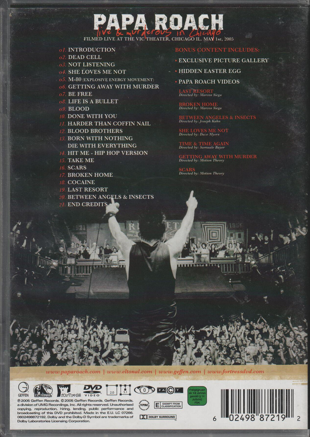 Papa Roach: Live & Murderous in Chicago (2005). DVD.