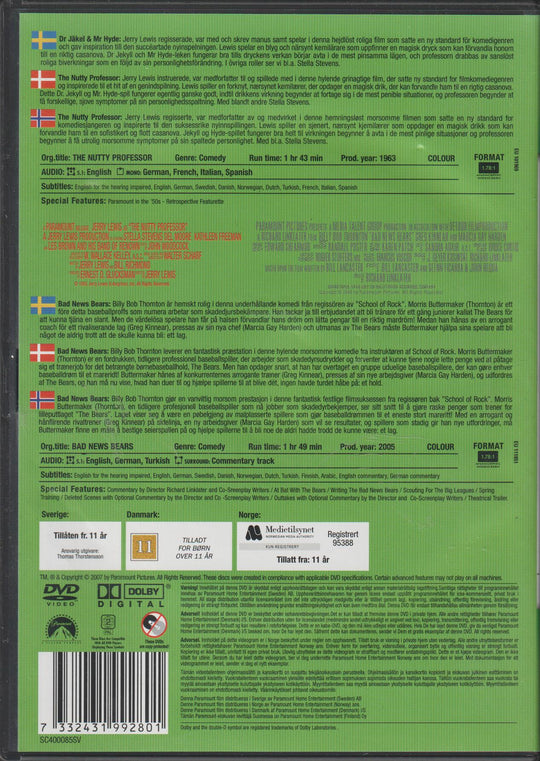 The Nutty Professor / Bad News Bears. 1963/2005. DVD.